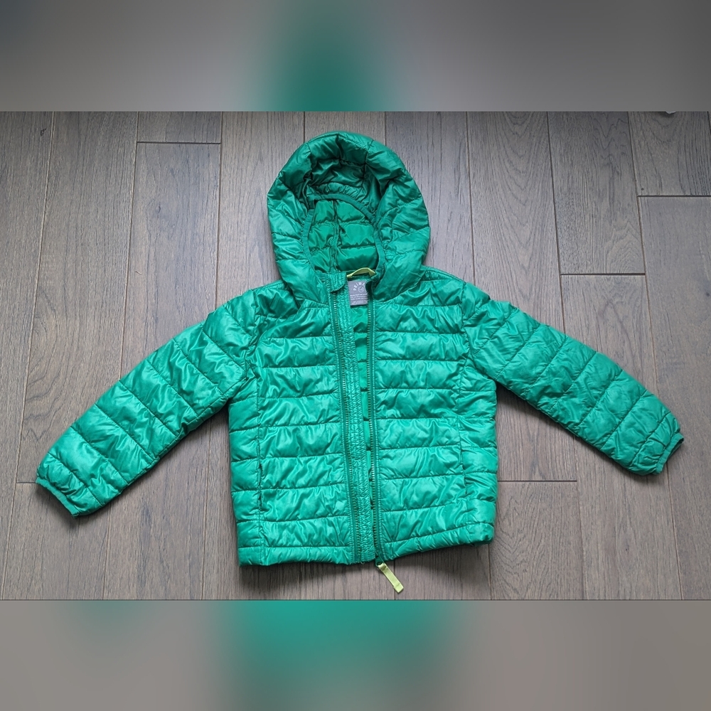 Primary Green Kids Lightweight Puffer Jacket, Size 4-5
